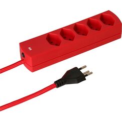 MaxTex 168138 Verlängerungskabel 2 m 5 AC-Ausgänge Drinnen Rot