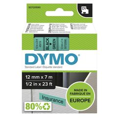 DYMO Original D1-Etikettenband | schwarz auf grün | 12 mm x 7 m | selbstklebendes Schriftband | für LabelManager-Beschriftungsgerät