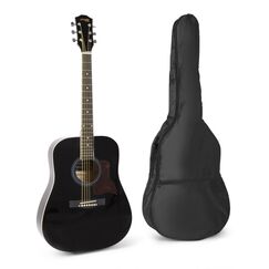 MAX Music SoloJam Akustikgitarre Dreadnought 6 Saiten Schwarz, Farbe: Schwarz