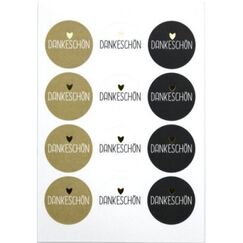 Artoz Sticker Dankeschön Dekorativer Aufkleber Schwarz, Gold, Weiß