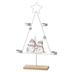 Boltze 2061135 Kerzenständer Eisen, MDF-Platten, Sperrholz Mehrfarbig