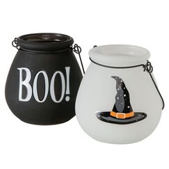 Boltze 2085297 Kerzenständer Glas, Metall Schwarz, Weiß