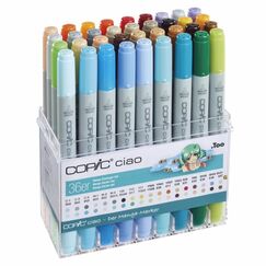 Copic 22075715 Marker 36 Stück(e) Pinselspitze Aqua, Beige, Schwarz, Blau, Grün, Grau, Lavendel, Malve, Ocker, Orange, Pink, Rot, Gelb