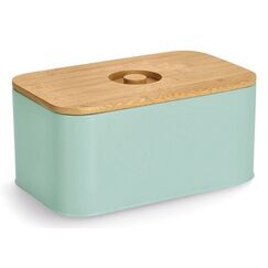 Zeller Present 25163 Brotkasten Rechteckig Bambus, Mintfarbe Bambus, Metall