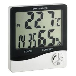 TFA-Dostmann WS 5031 - Thermo-Hygrometer mit Uhrzeitanzeige Drinnen Elektronisches Hygrometer Schwarz, Weiß