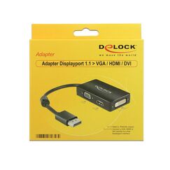 DeLOCK 0.16m DisplayPort/VGA+HDMI+DVI 0,16 m VGA (D-Sub)+ HDMI + DVI Schwarz