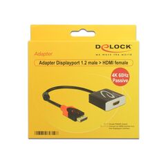 DeLOCK 0.2m, Displayport/HDMI 0,2 m Schwarz
