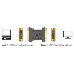 DeLOCK 63313 Kabeladapter 1 x DVI 24+1 1 x DVI 24+5 Schwarz