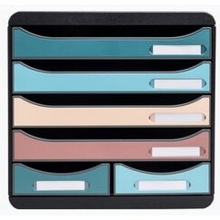 Exacompta Big box maxi, schubladenbox mit 6 schubladen, skandi - farben sortiert - neu