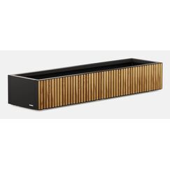 Herstera Deco Planter Xic Wood Drinnen/Draußen Pflanzgefäß Freistehend Fayence, Metall Schwarz, Holz