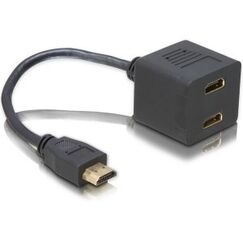 DeLOCK Adapter HDMI male to 2x HDMI female HDMI-Kabel 0,2 m HDMI Typ A (Standard) 2 x HDMI