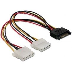 DeLOCK SATA 15pin > 2x 4pin Molex female 20cm