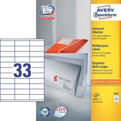 Avery Universal-Etiketten, weiß, 70 x 25,4 mm, permanent