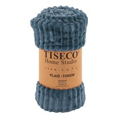 Tiseco RIBBLE Überwurfdecke 130 x 160 cm Polyester Blau