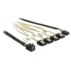 DeLOCK 0.5m, Mini SAS HD SFF-8643/4xSATA 7p 0,5 m Schwarz, Silber, Gelb