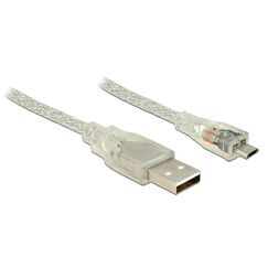 DeLOCK 83901 USB Kabel USB 2.0 2 m USB A Micro-USB B 0,48 Gbit/s Transparent, Farbe: Transparent, Länge: 0,5 m