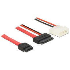DeLOCK 84790 SATA-Kabel 0,5 m SATA 13-pin SATA 7-pin + Molex (4-pin) Schwarz, Rot