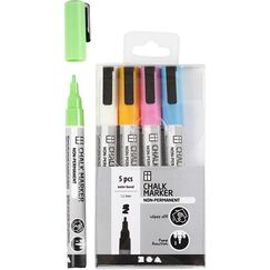 Creativ Company Kreidemarker, Strichstärke 1,2-3 , Kräftige Farben, 5 Stck., 1 Pck.