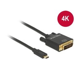 DeLOCK 3m, USB-C/DVI 24+1 USB-Grafikadapter 3840 x 2160 Pixel Schwarz