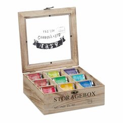 Relaxdays 4052025321697 Teedose Kunststoff, Holz