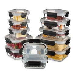 Relaxdays Vorratsdosen-Set mit Deckel Rechteckig Container Schwarz, Transparent 12 Stück(e)