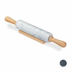 Relaxdays 4052025916145 Nudelholz Marmor, Holz Weiche Oberfläche 480 mm