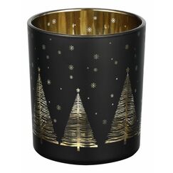 EGLO Lukut Kerzenständer Glas Schwarz, Gold