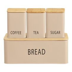 House Nordic Tula Brotkasten Rechteckig Beige Metall, Bambus