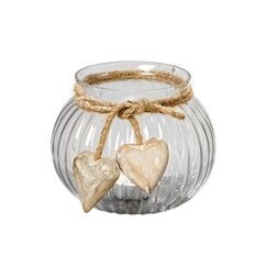Boltze 4871000 Kerzenständer Glas Beige, Transparent