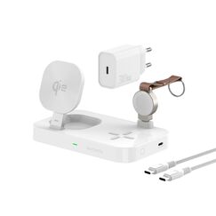 4smarts 540994 Ladegerät für Mobilgeräte Kopfhörer, Smartphone, Smartwatch Weiß Gleichstrom, USB Kabelloses Aufladen Schnellladung Drinnen