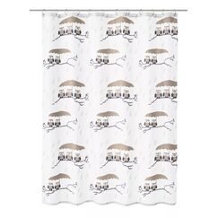 Kleine Wolke Eulen Duschvorhang Öse Polyester Graubraun