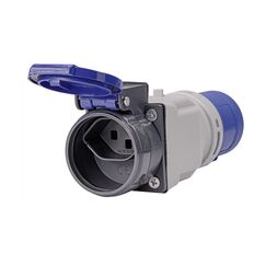 Steffen STEKO Adapter CEE16/3 auf T23 Netzstecker-Adapter Typ D (VK) Typ J (CH) Cyan, Grau