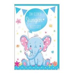 Braun + Company B+CGlückwunschkarte zur Geburt Elefant blau