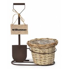 CHALET 601-81270.035 Blumenkübel Korb-Pflanzer Freistehend Braun, Hellbraun