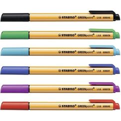 STABILO GREENpoint Fineliner Schwarz, Blau, Lila, Orange, Rot, Türkis 6 Stück(e)