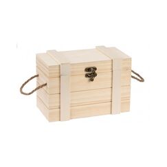GLOREX Schatztruhe mit Griffen, Holz Verschluss, 21x11x11.5cm