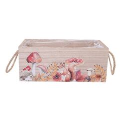 CHALET 650-411030 Blumenkübel Drinnen Pflanzgefäß Freistehend Holz Natürlich/Natur, Rot