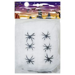 Max Bersinger Halloween Spinnennetz weiss 100 g, mit 6 schwarzen Spinnen