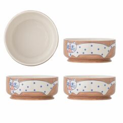 Bloomingville Missy Schüssel-Set 0,75 l Rund Steingut Blau, Braun, Weiß 4 Stück(e)