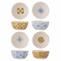 Bloomingville Milton Schüssel-Set 0,2 l Rund Steingut Blau, Weiß, Gelb 4 Stück(e)