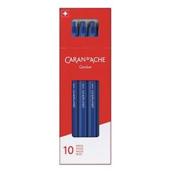 Caran d-Ache 825 Blau Clip-on-Einziehkugelschreiber 10 Stück(e)