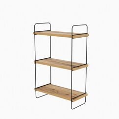 Woody Fashion 854KLN1711 Regal Schweberegal Wandverteiler Metall, Partikelbord Schwarz, Holz