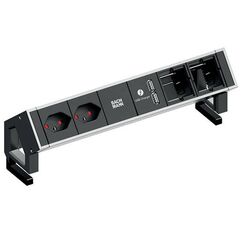 Bachmann Desk2 Verlängerungskabel 2 AC-Ausgänge Drinnen Schwarz, Edelstahl