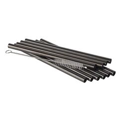 APS-Germany 93392 Wiederverwendbarer Trinkhalm Schwarz Edelstahl 11 Stück(e)