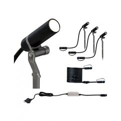Paulmann Gartenspot 3X 2.5W 200lm 3000K IP65, Netzteil IP55, 45°, 24V, Schwarz