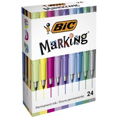 BIC 992731 Permanent-Marker Rundspitze Blau, Metallisch, Metallicblau, Metallic green, Metallic pink, Pink, Violett, Silber, Violett, Gelb 24 Stück(e)