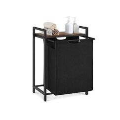 Vasagle BLH101B01 Wäschekorb 65 l Rechteckig Stoff, MDF-Platten, Oxford, Stahl Schwarz, Braun, Farbe: Schwarz, Braun