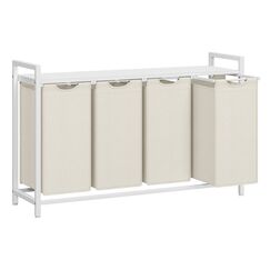 Vasagle BLH401W01 Wäschekorb Rechteckig MDF-Platten, Oxford, Stahl Weiß
