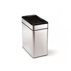 simplehuman CW1225 Mülleimer 10 l Rechteckig Edelstahl Schwarz, Edelstahl