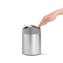 simplehuman CW2084 Mülleimer 1,5 l Rund Kunststoff, Edelstahl Gebürsteter Stahl, Grau